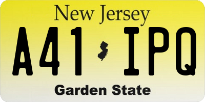 NJ license plate A41IPQ