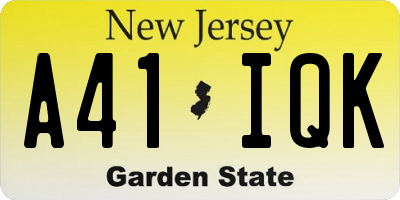 NJ license plate A41IQK