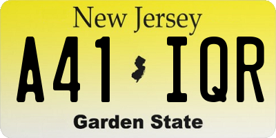 NJ license plate A41IQR
