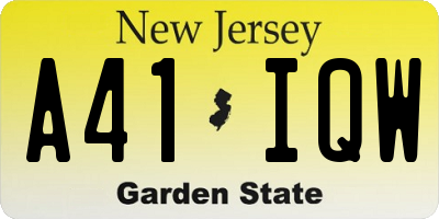 NJ license plate A41IQW