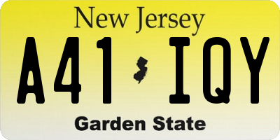 NJ license plate A41IQY
