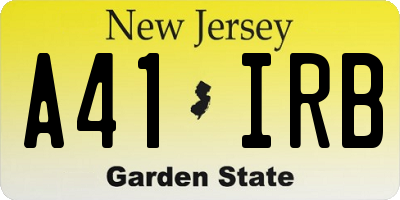 NJ license plate A41IRB