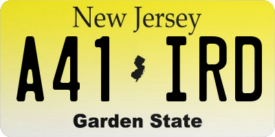 NJ license plate A41IRD