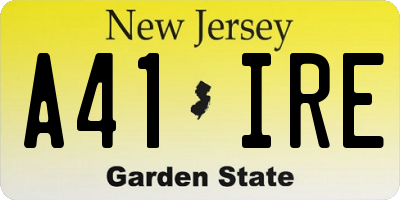 NJ license plate A41IRE