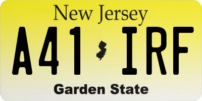 NJ license plate A41IRF