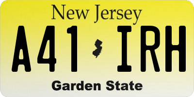 NJ license plate A41IRH