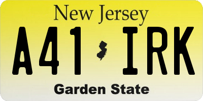 NJ license plate A41IRK