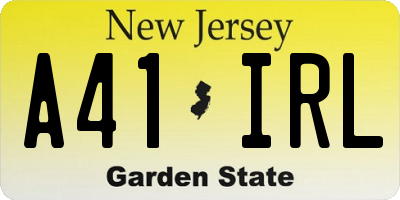 NJ license plate A41IRL