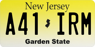 NJ license plate A41IRM
