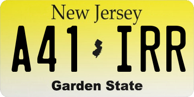 NJ license plate A41IRR