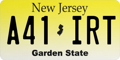 NJ license plate A41IRT