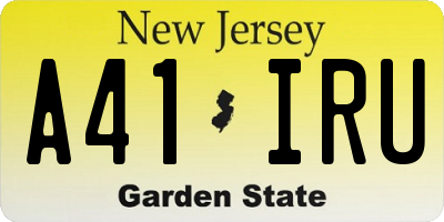 NJ license plate A41IRU