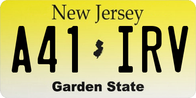 NJ license plate A41IRV
