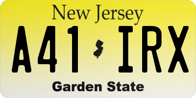 NJ license plate A41IRX