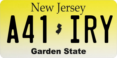 NJ license plate A41IRY