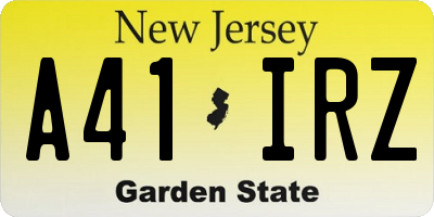 NJ license plate A41IRZ
