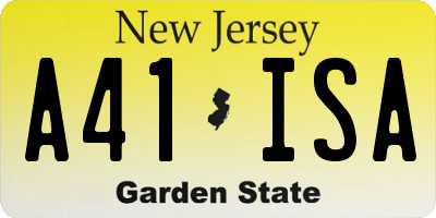 NJ license plate A41ISA