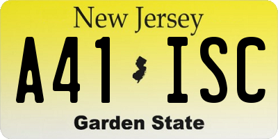 NJ license plate A41ISC