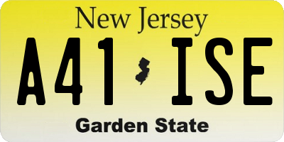 NJ license plate A41ISE