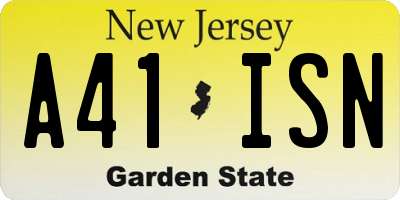 NJ license plate A41ISN