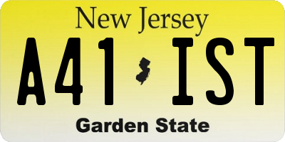 NJ license plate A41IST