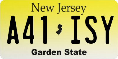 NJ license plate A41ISY