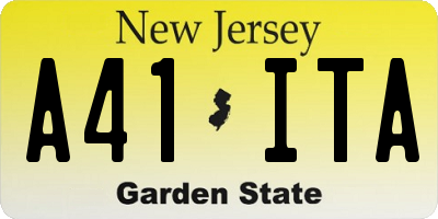 NJ license plate A41ITA