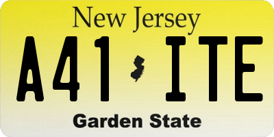 NJ license plate A41ITE