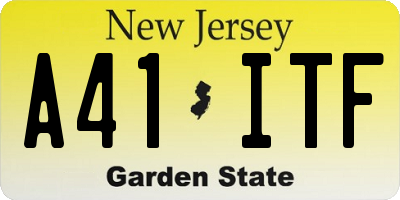 NJ license plate A41ITF