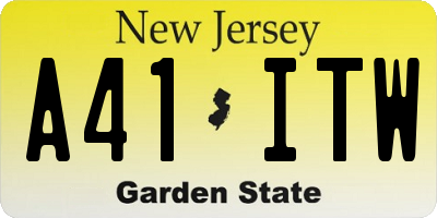 NJ license plate A41ITW