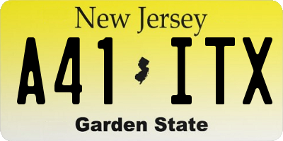 NJ license plate A41ITX