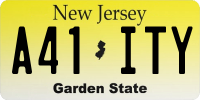 NJ license plate A41ITY