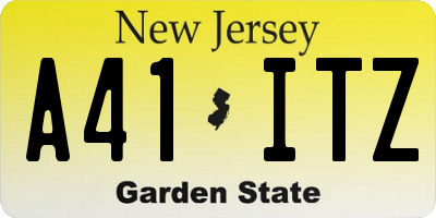 NJ license plate A41ITZ