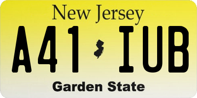 NJ license plate A41IUB