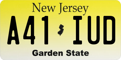 NJ license plate A41IUD