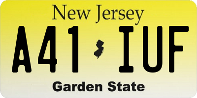 NJ license plate A41IUF