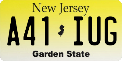 NJ license plate A41IUG