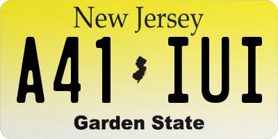 NJ license plate A41IUI