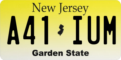 NJ license plate A41IUM