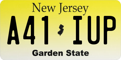 NJ license plate A41IUP