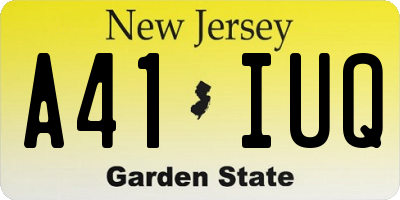 NJ license plate A41IUQ