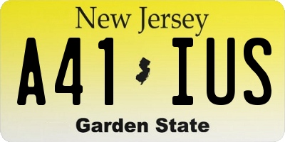 NJ license plate A41IUS