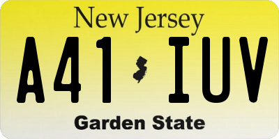 NJ license plate A41IUV