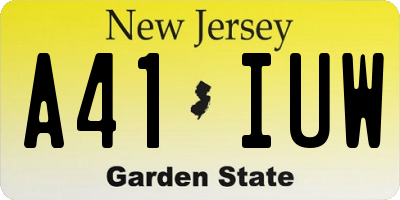 NJ license plate A41IUW