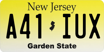 NJ license plate A41IUX