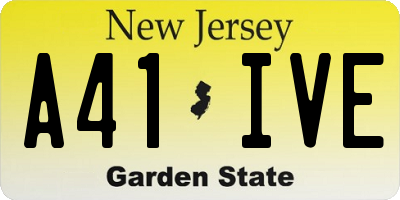 NJ license plate A41IVE