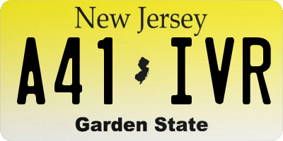 NJ license plate A41IVR