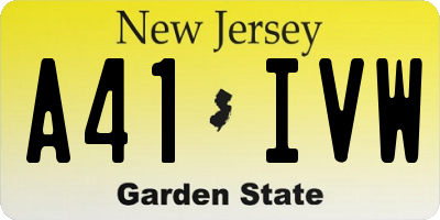 NJ license plate A41IVW