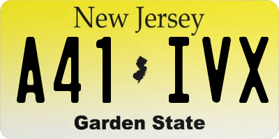 NJ license plate A41IVX