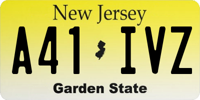 NJ license plate A41IVZ